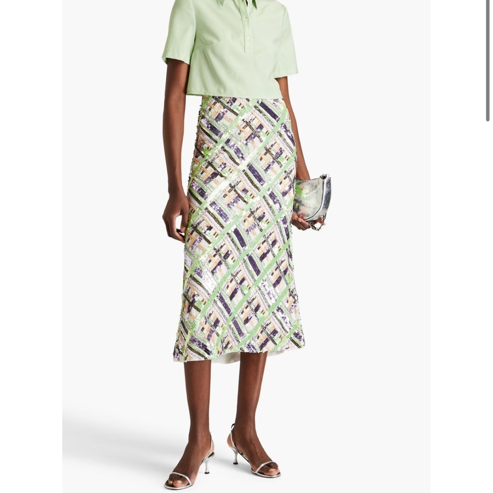 VERONICA BEARD Brent embellished sequin georgette midi skirt 0